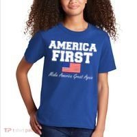 America First Make America Great Again Donald Trump USA Flag Kids T-Shirt thumb 2