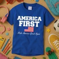 America First Make America Great Again Donald Trump USA Flag Kids T-Shirt thumb 3
