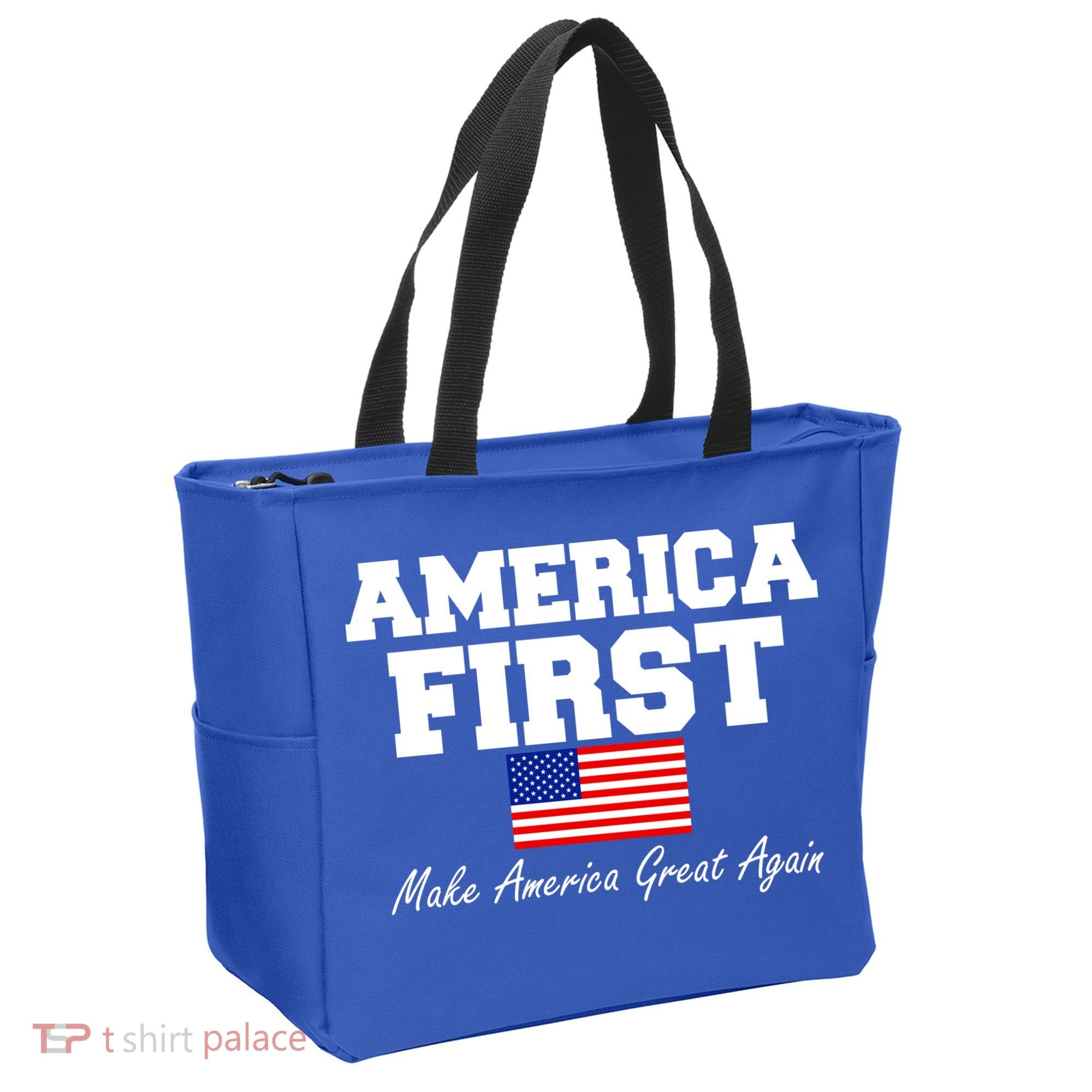 America First Make America Great Again Donald Trump USA Flag Tote Bag
