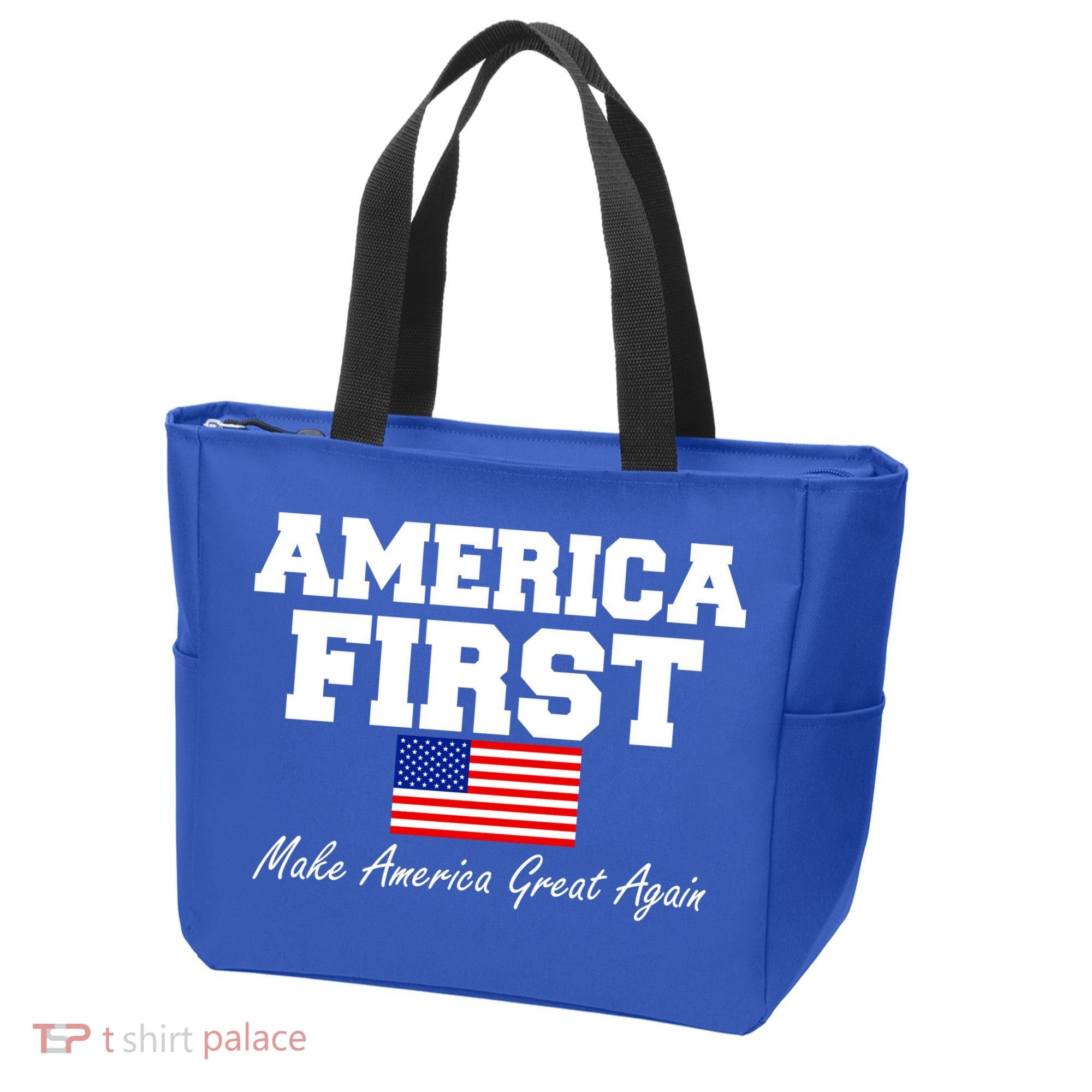 America First Make America Great Again Donald Trump USA Flag Tote Bag