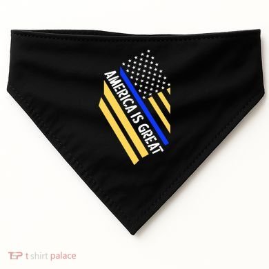 America Is Great Thin Blue Line Flag USA-Made Doggie Bandana