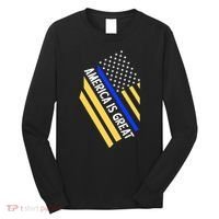 America Is Great Thin Blue Line Flag Long Sleeve Shirt thumb 0