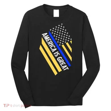 America Is Great Thin Blue Line Flag Long Sleeve Shirt
