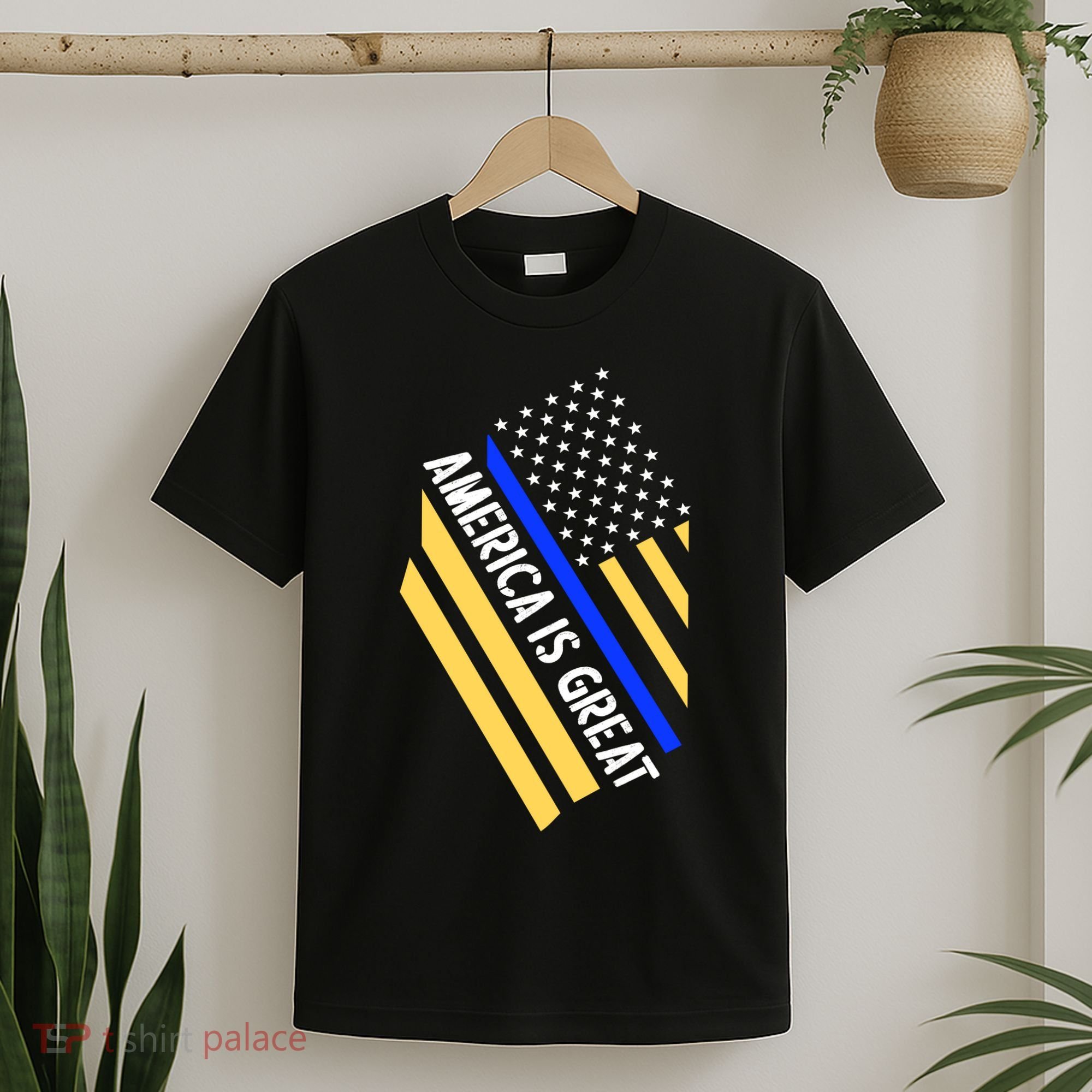 America Is Great Thin Blue Line Flag T-Shirt