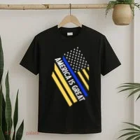America Is Great Thin Blue Line Flag T-Shirt thumb 2