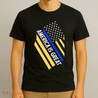 America Is Great Thin Blue Line Flag T-Shirt thumb 3