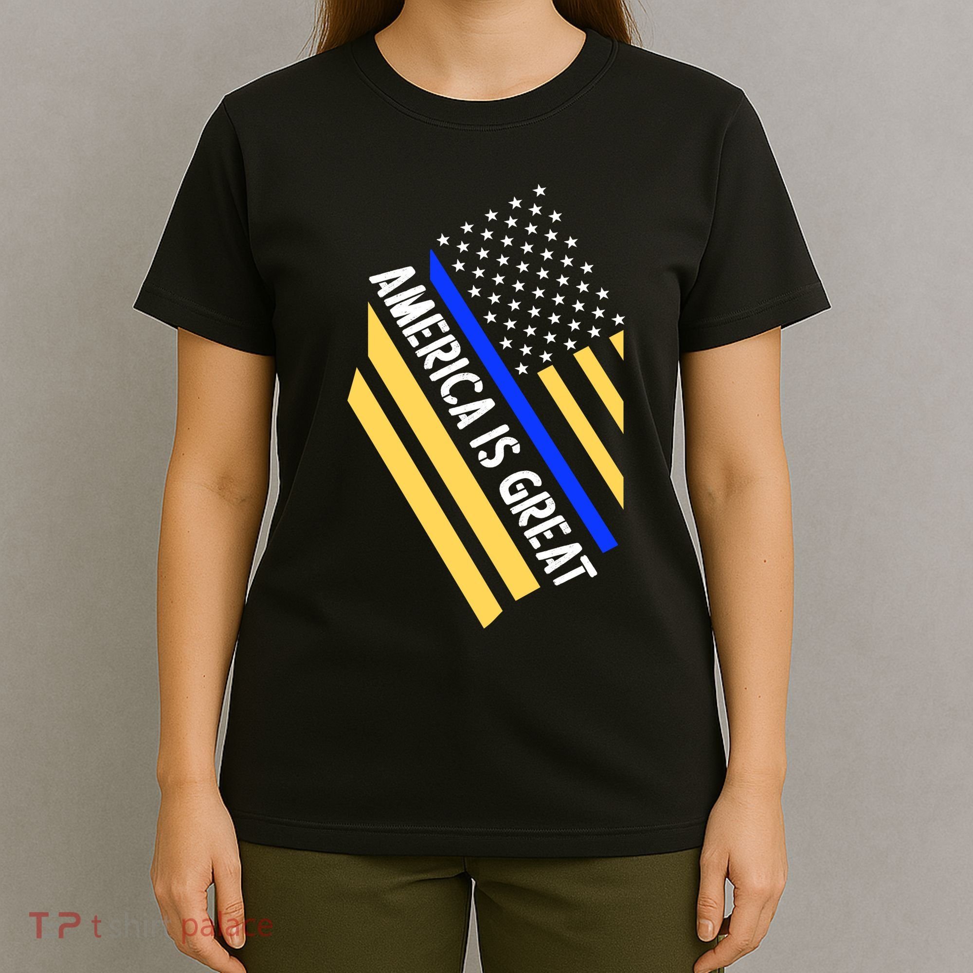 America Is Great Thin Blue Line Flag T-Shirt