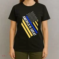 America Is Great Thin Blue Line Flag T-Shirt thumb 4
