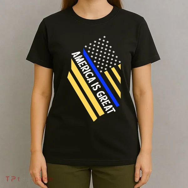 America Is Great Thin Blue Line Flag T-Shirt