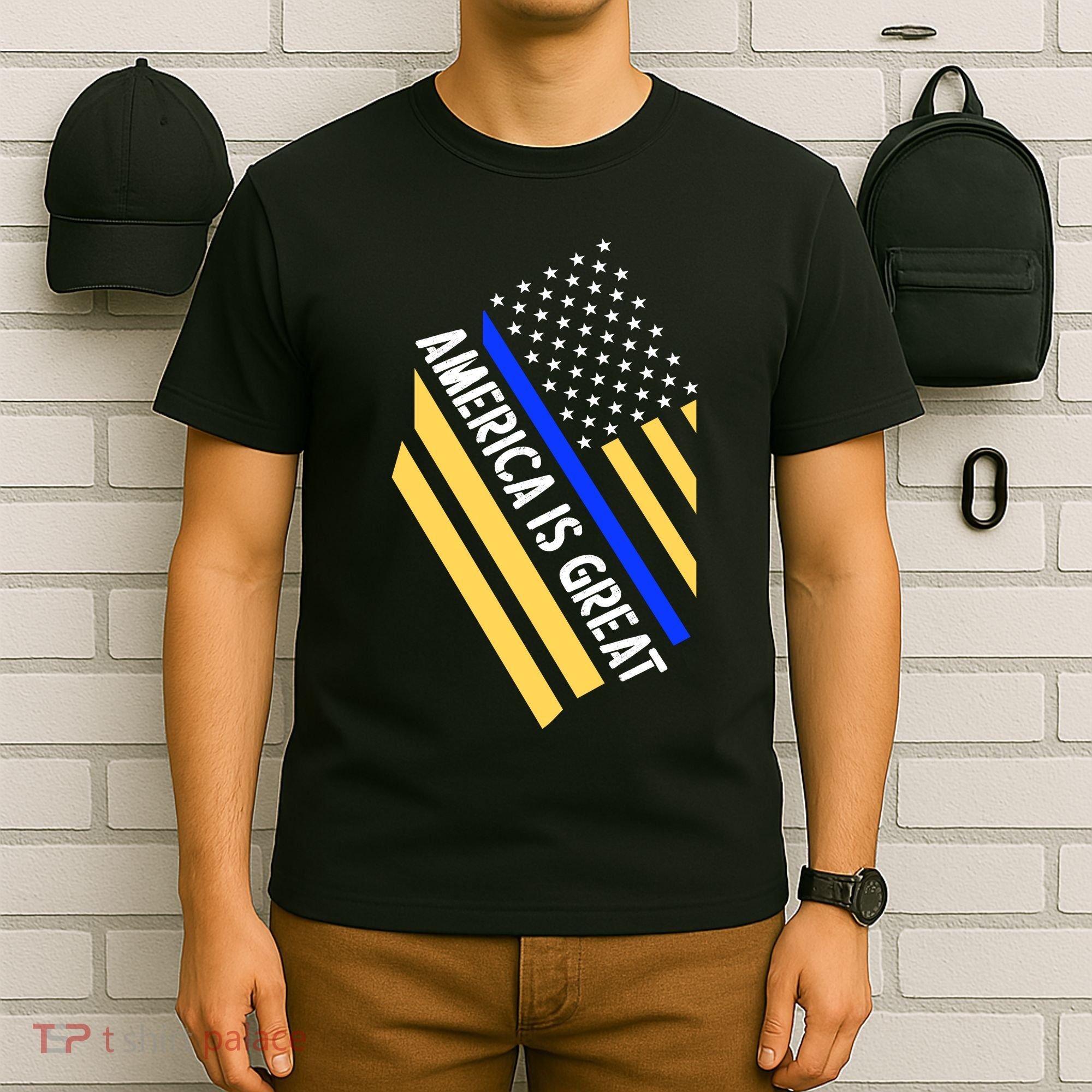 America Is Great Thin Blue Line Flag T-Shirt