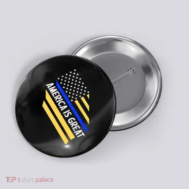 America Is Great Thin Blue Line Flag Button