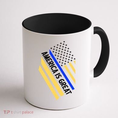 America Is Great Thin Blue Line Flag Coffee Mug back