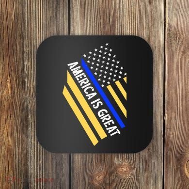 America Is Great Thin Blue Line Flag Coaster