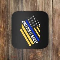 America Is Great Thin Blue Line Flag Coaster thumb 0