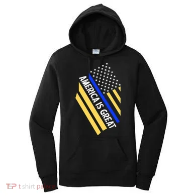 America Is Great Thin Blue Line Flag Women's Hoodie