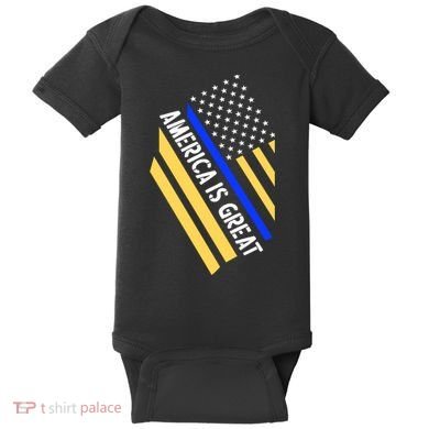 America Is Great Thin Blue Line Flag Baby Bodysuit