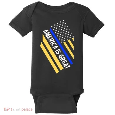 America Is Great Thin Blue Line Flag Baby Bodysuit