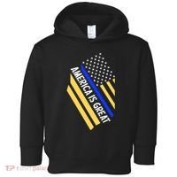 America Is Great Thin Blue Line Flag Toddler Hoodie thumb 0