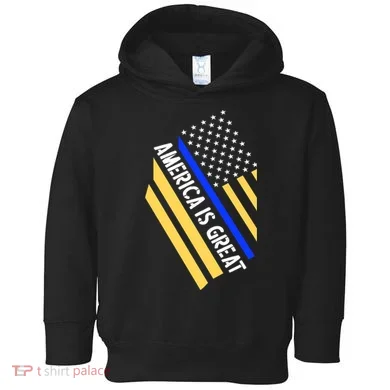 America Is Great Thin Blue Line Flag Toddler Hoodie