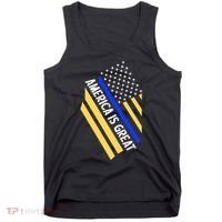 America Is Great Thin Blue Line Flag Tank Top thumb 0