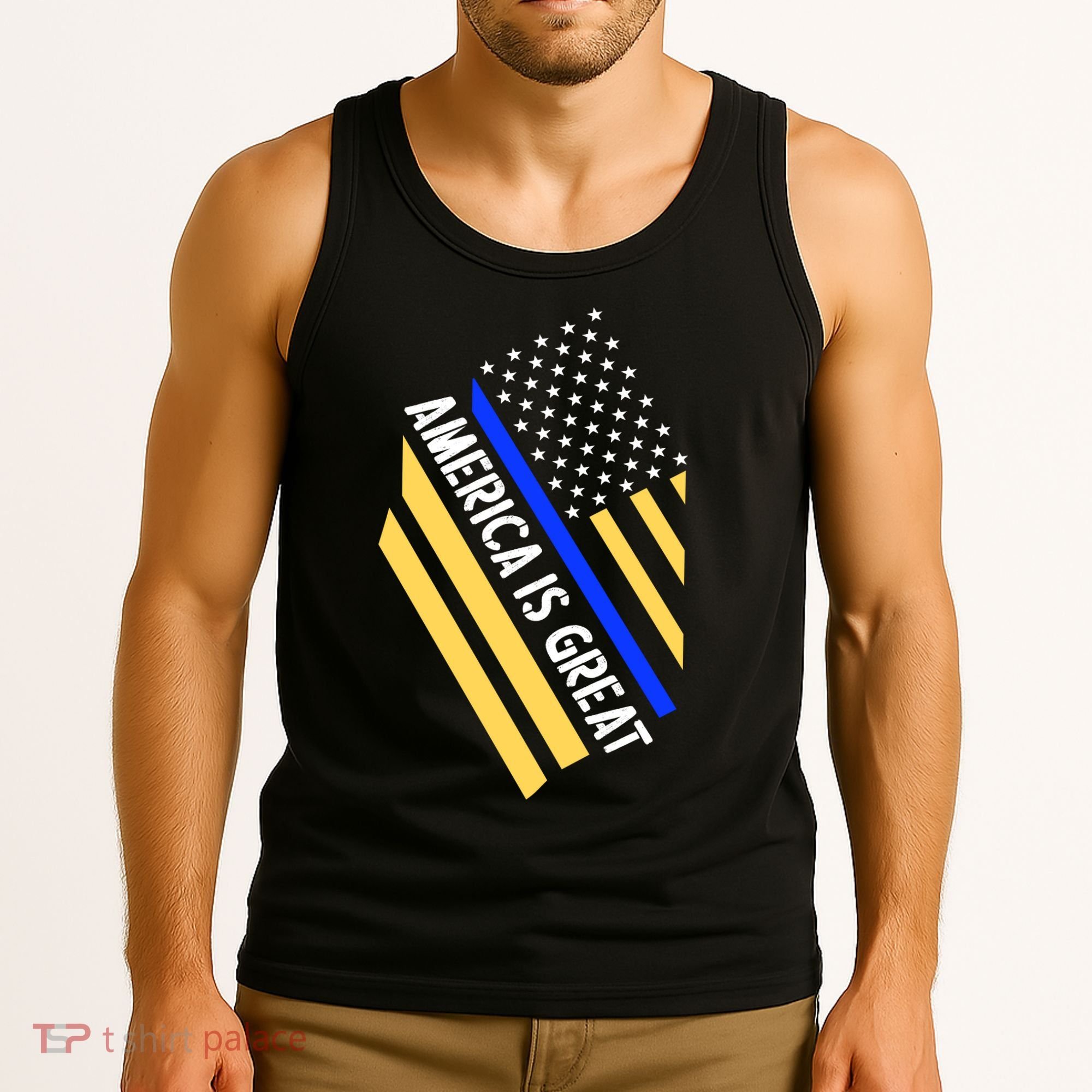 America Is Great Thin Blue Line Flag Tank Top
