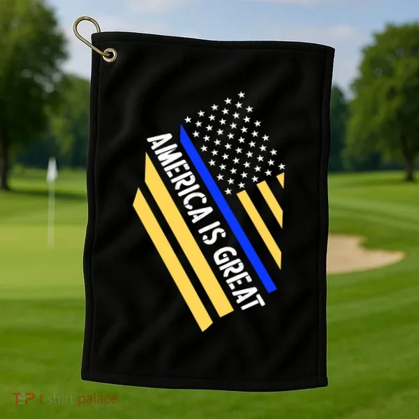 America Is Great Thin Blue Line Flag Golf Towel