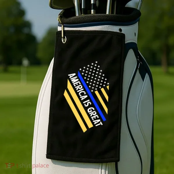 America Is Great Thin Blue Line Flag Golf Towel