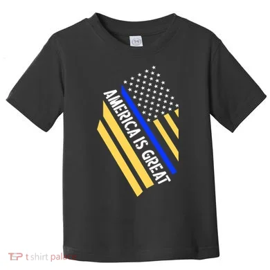 America Is Great Thin Blue Line Flag Toddler T-Shirt