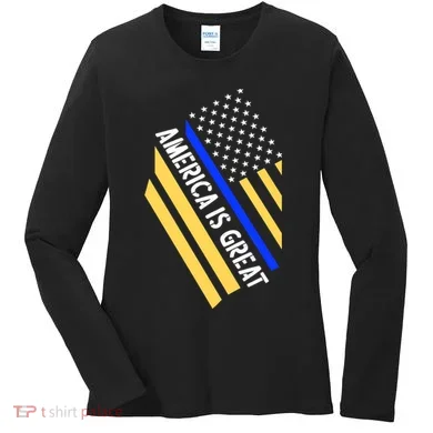 America Is Great Thin Blue Line Flag Women's Long Sleeve Shirt