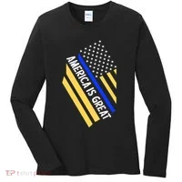 America Is Great Thin Blue Line Flag Women's Long Sleeve Shirt thumb 0