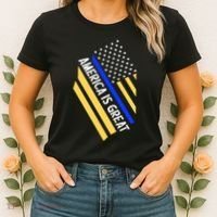 America Is Great Thin Blue Line Flag Women's T-Shirt thumb 2