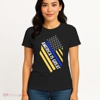 America Is Great Thin Blue Line Flag Women's T-Shirt thumb 4