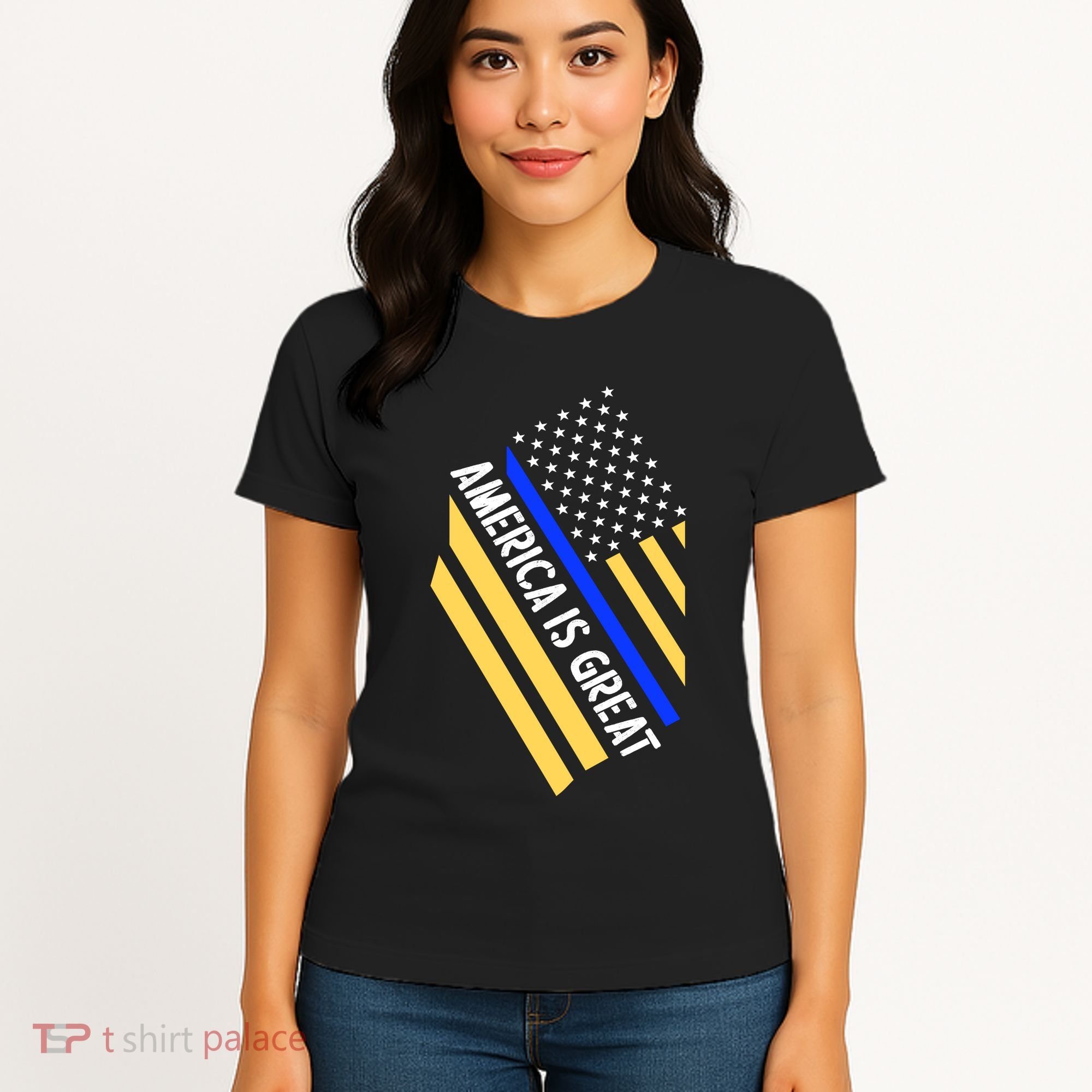 America Is Great Thin Blue Line Flag Women's T-Shirt