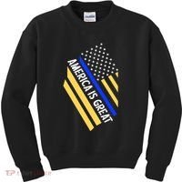 America Is Great Thin Blue Line Flag Kids Sweatshirt thumb 0
