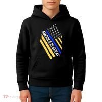 America Is Great Thin Blue Line Flag Kids Hoodie thumb 4