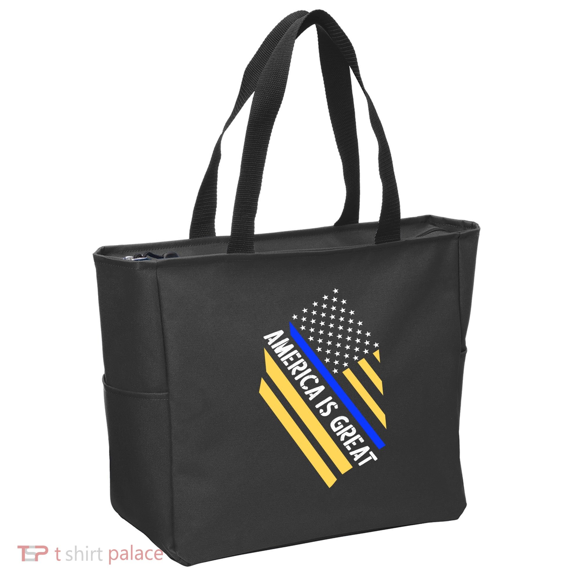 America Is Great Thin Blue Line Flag Tote Bag