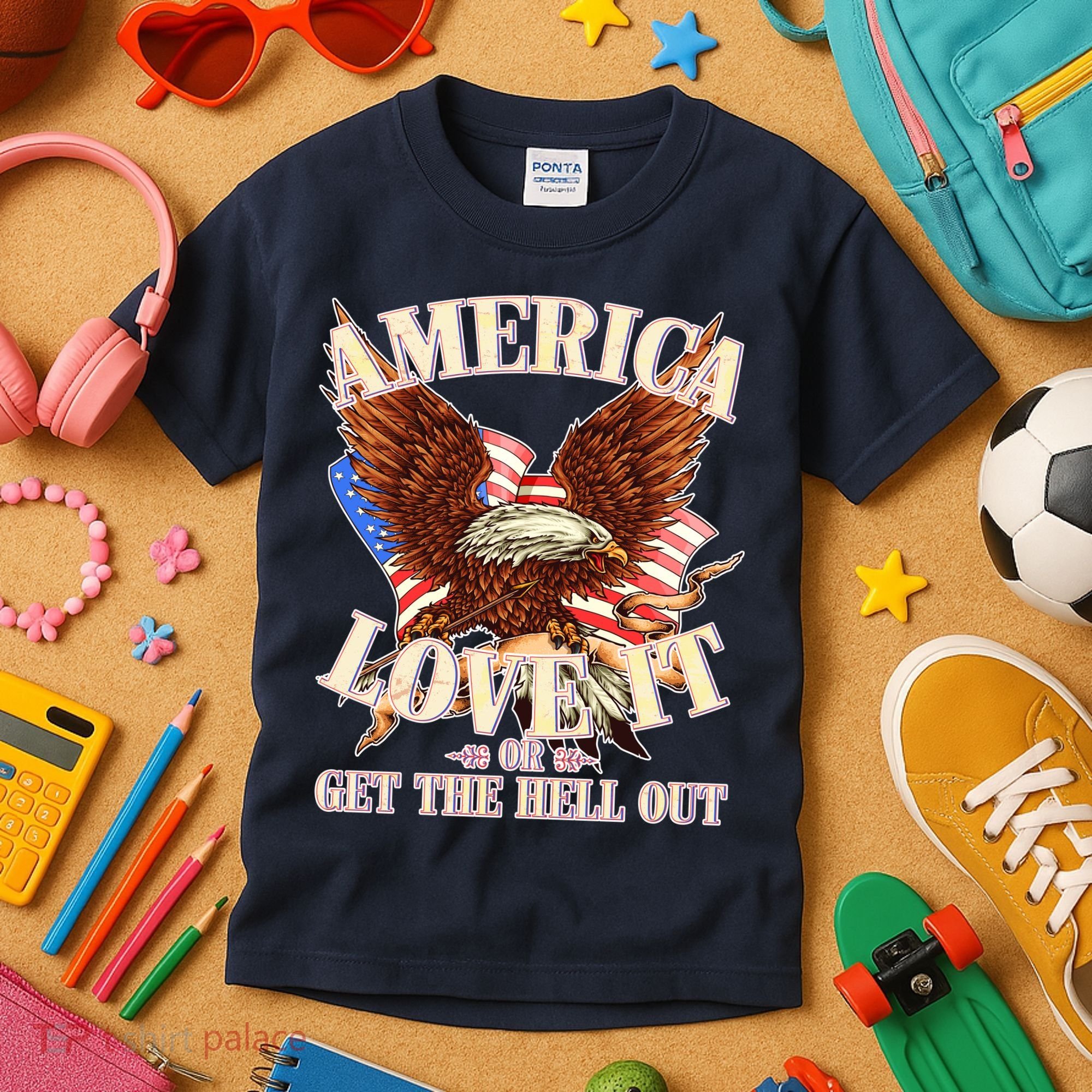 America Love It Or Get the Hell Out Kids T-Shirt
