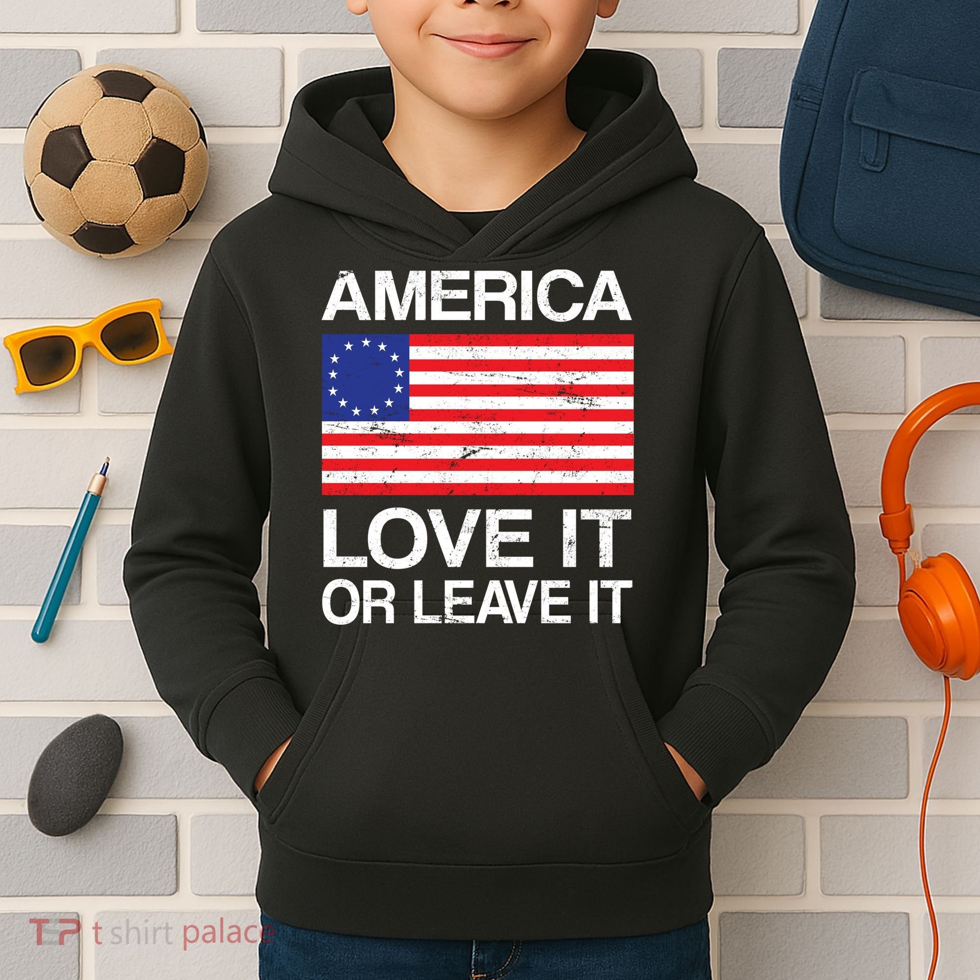 America Love It Or Leave It Betsy Ross Kids Hoodie