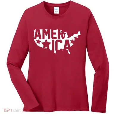 America State Map Women's Long Sleeve Shirt