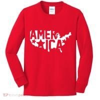 America State Map Kids Long Sleeve Shirt thumb 0