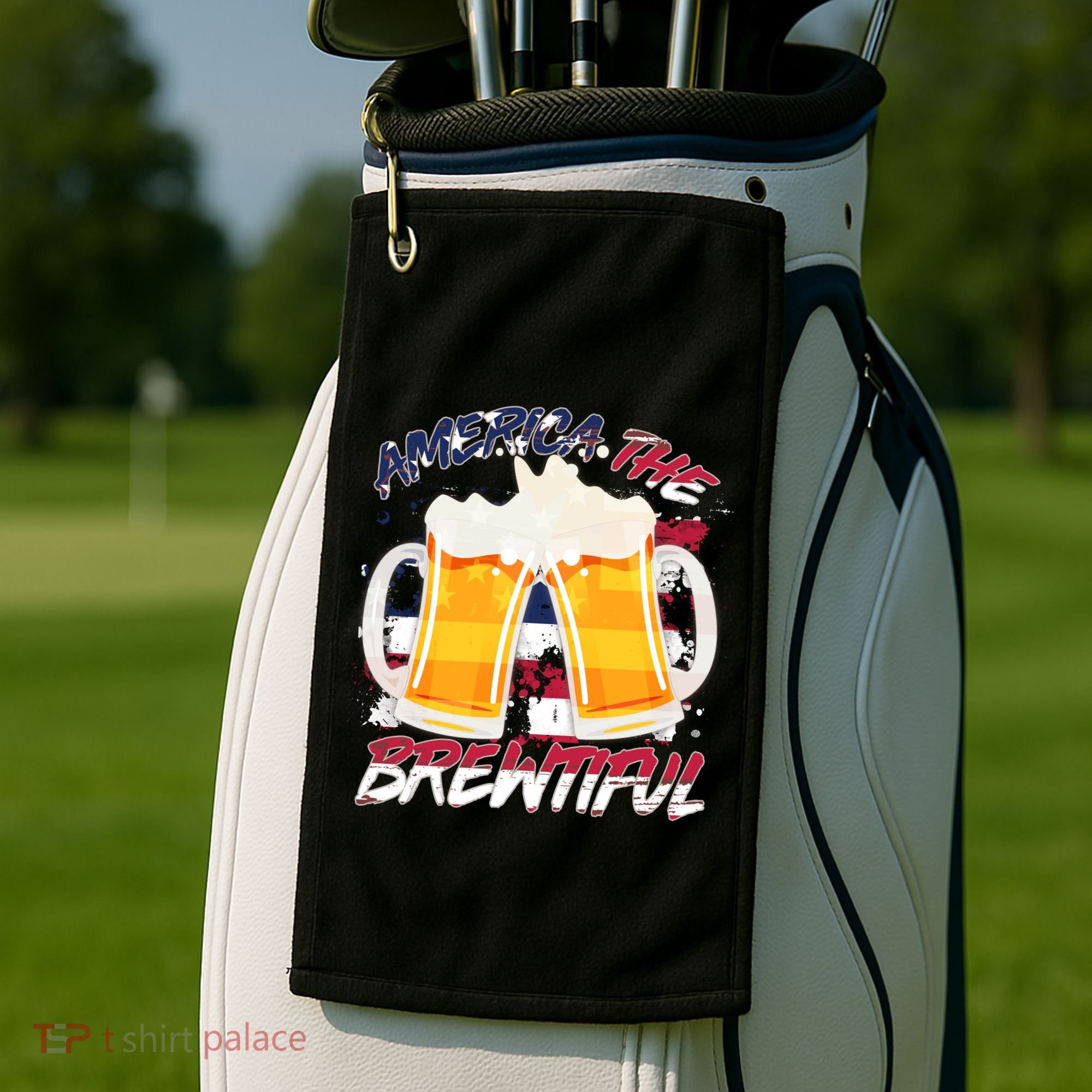 America The Brewtiful Beer USA Flag Golf Towel