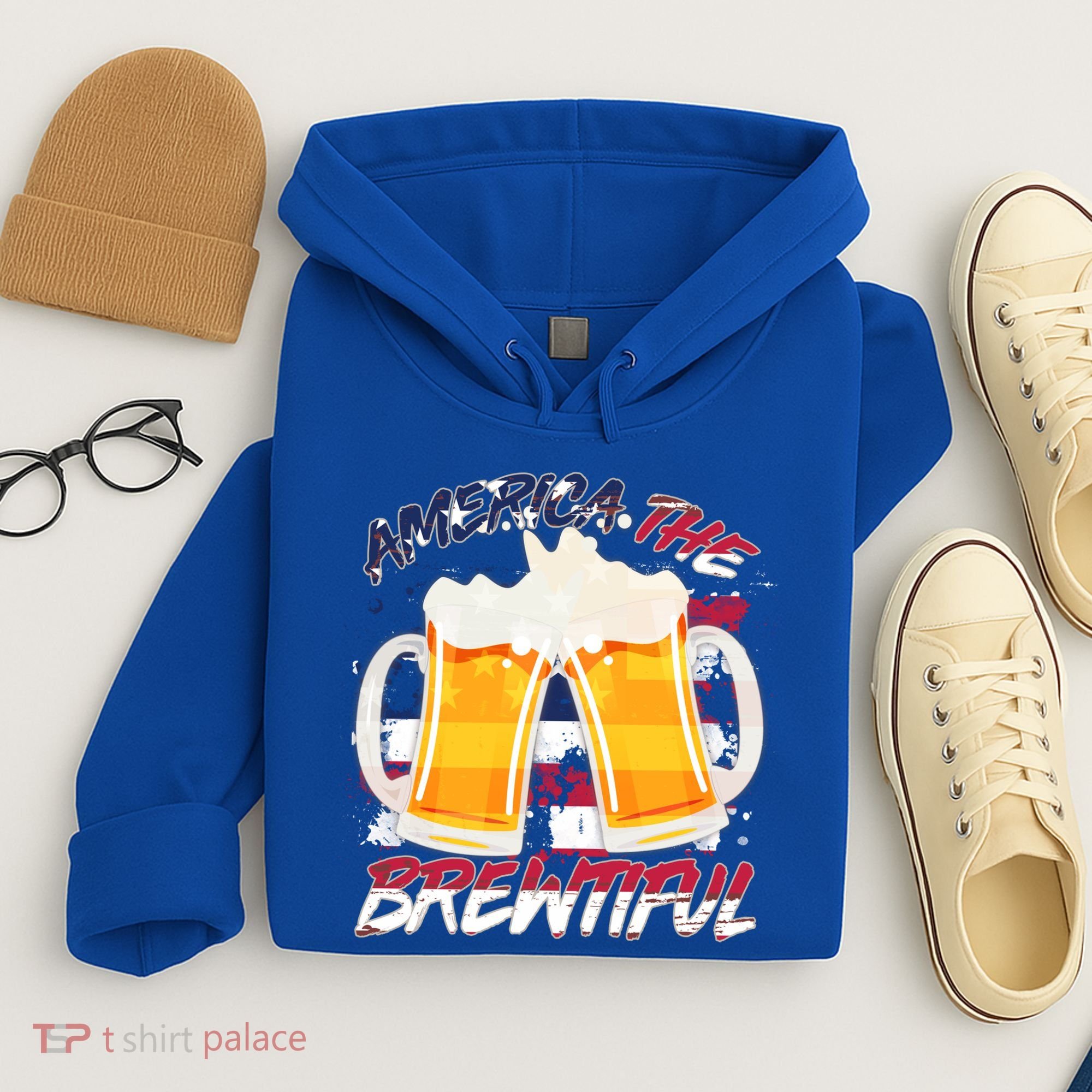 America The Brewtiful Beer USA Flag Hoodie
