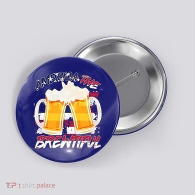 America The Brewtiful Beer USA Flag Button