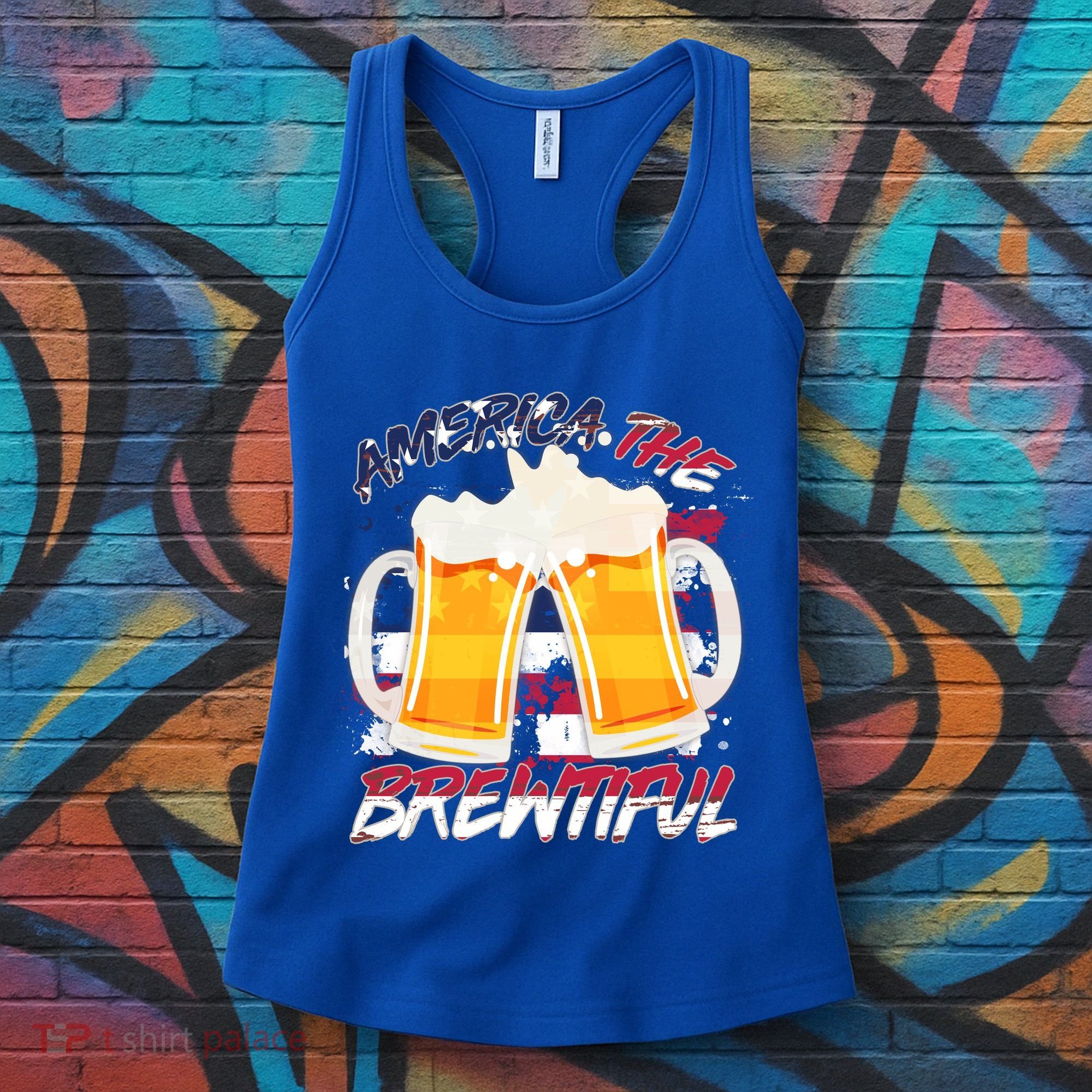 America The Brewtiful Beer USA Flag Women's Tank Top