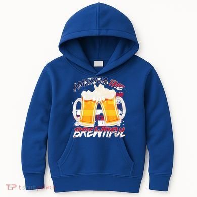 America The Brewtiful Beer USA Flag Kids Hoodie