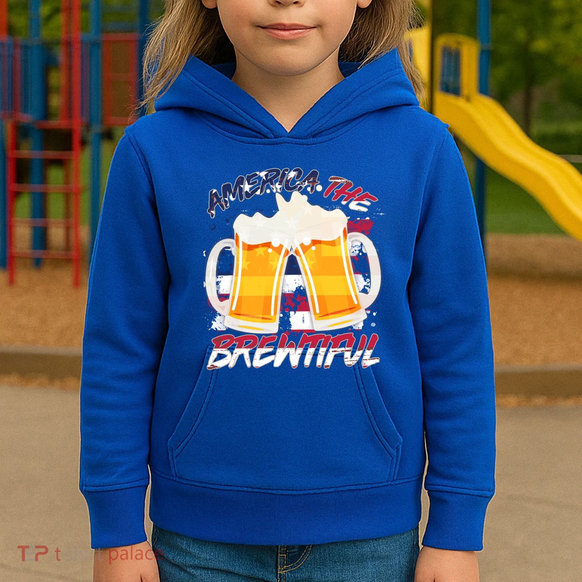 America The Brewtiful Beer USA Flag Kids Hoodie