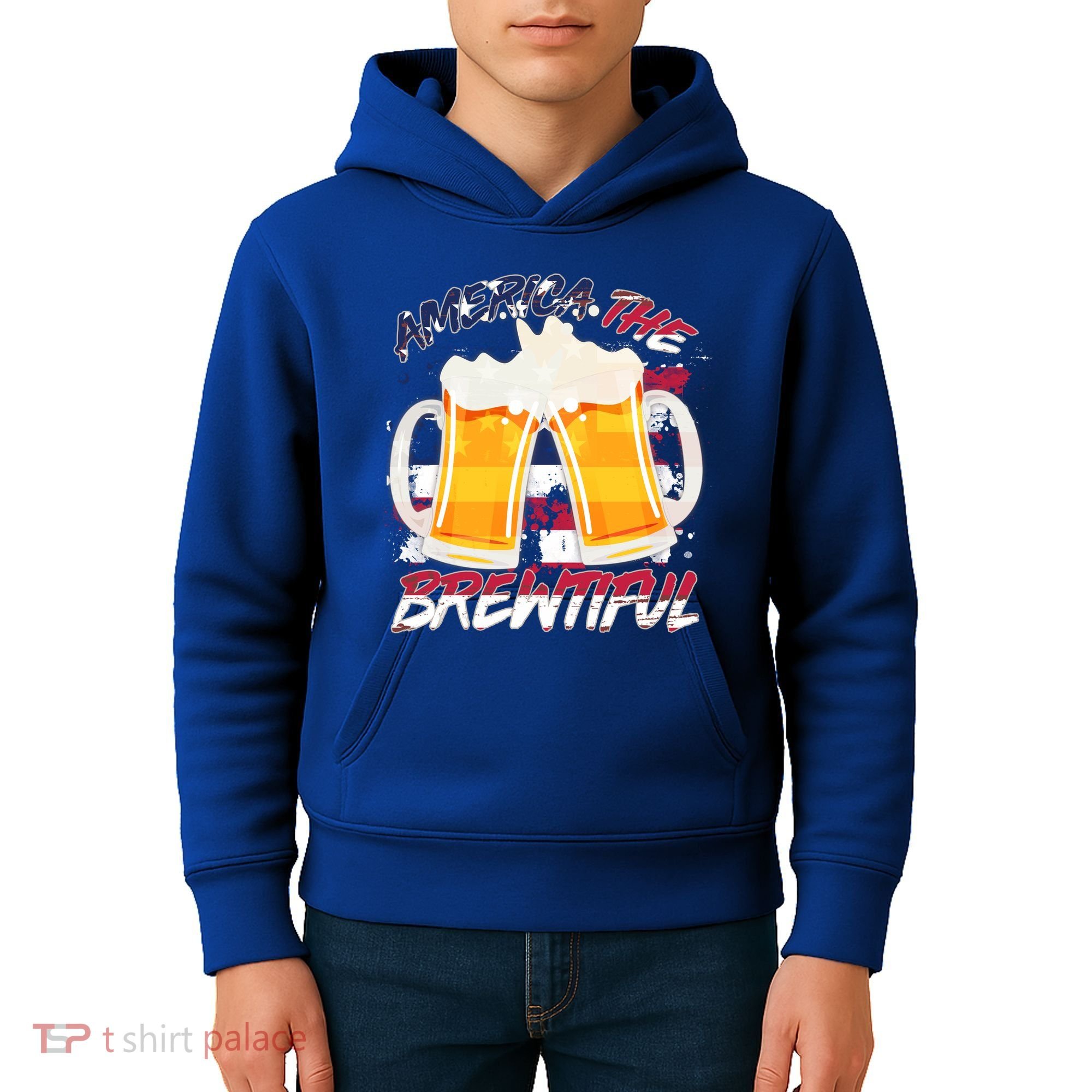 America The Brewtiful Beer USA Flag Kids Hoodie