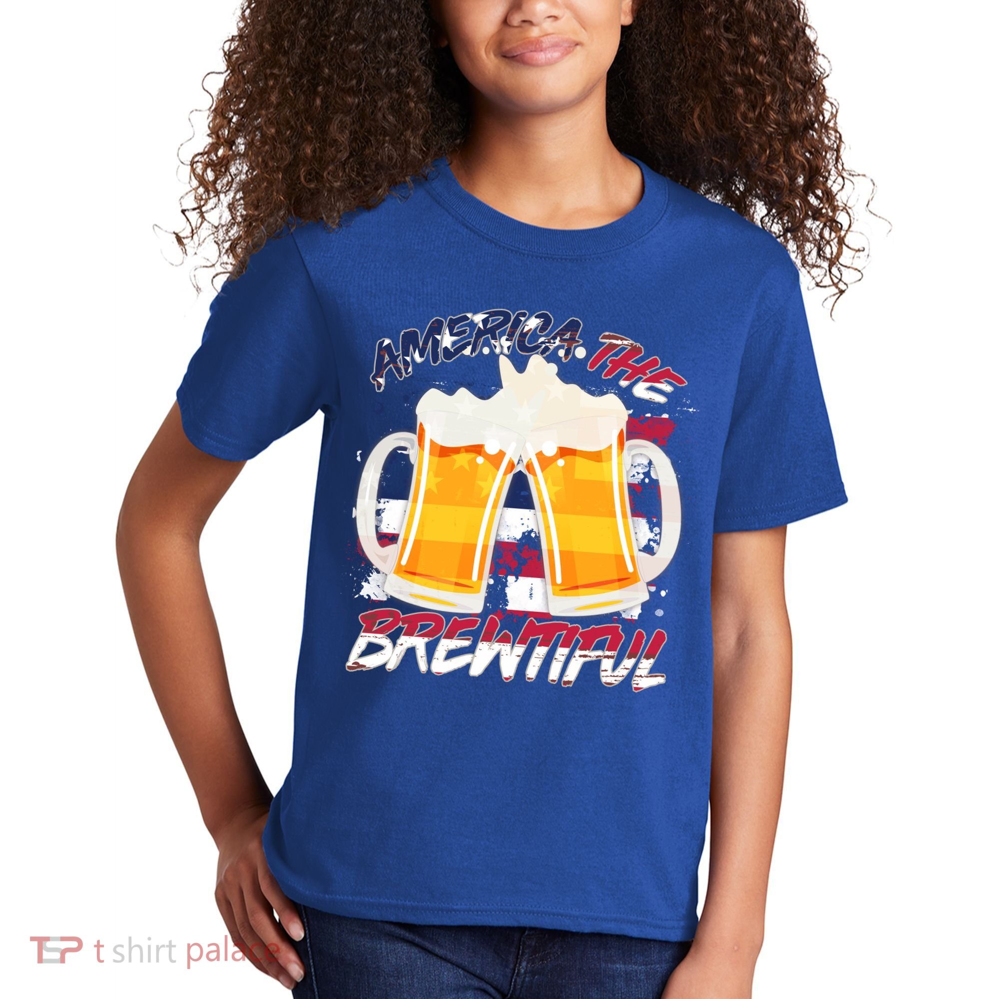 America The Brewtiful Beer USA Flag Kids T-Shirt
