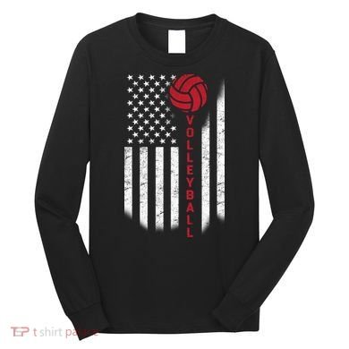 America Volleyball Flag Long Sleeve Shirt