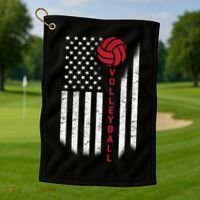 America Volleyball Flag Golf Towel thumb 1